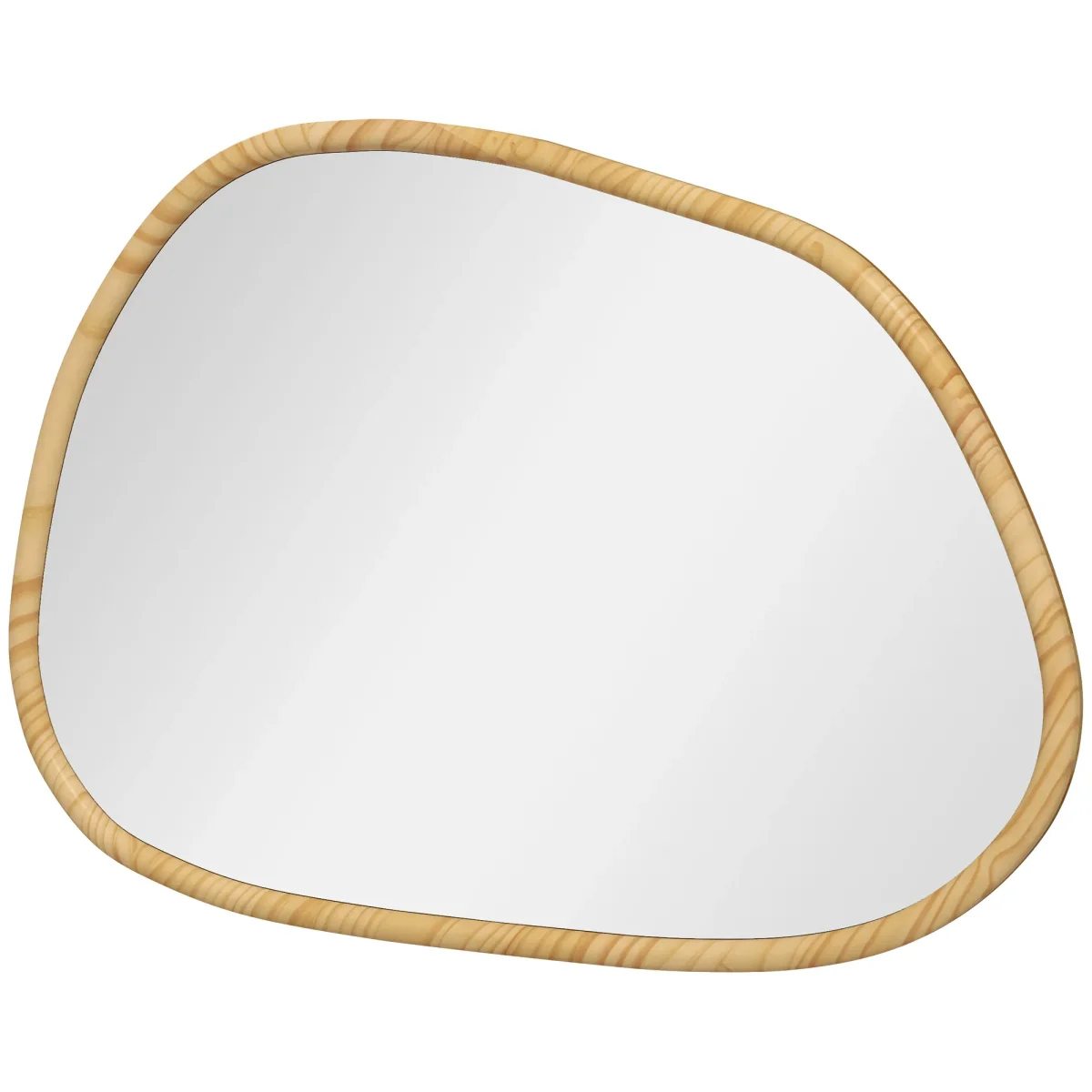 TRUUSK Asymmetrische Wandspiegel 70x50cm – Badspiegel Met Houten Frame – Antioxidant – Voor Badkamer, Woonkamer, Gang &