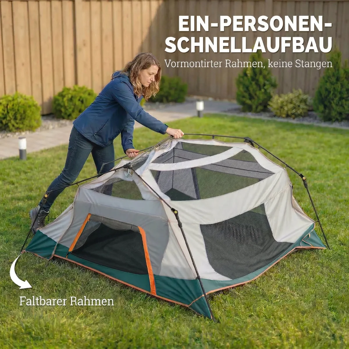 Campingtent Voor 4-6 Personen Stabiel 3000mm Waterdicht Familietent Met Afneembare Bovenste Afdekking UV30+ Bescherming Groen - Afbeelding 8