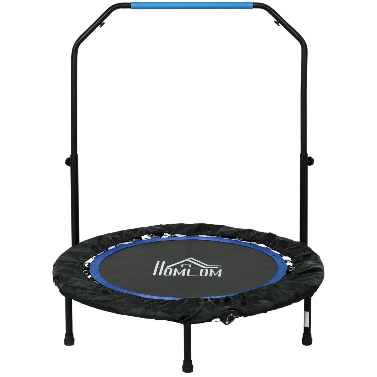 Fitness Trampoline, Opvouwbaar, Verstelbare Handgreep, Ø102x123H Cm, Tot 100 Kg, Zwart/Blauw