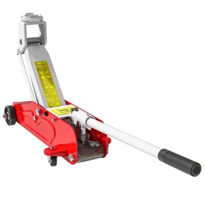 TRUUSK Hydraulische Krik 2t – Compact – Overbelastingsbeveiliging – Voor Auto en SUV – 120-300mm – Rood Geel