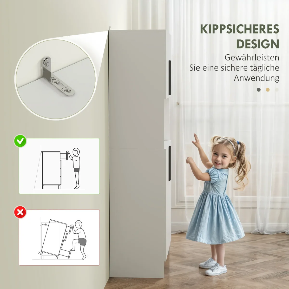 TRUUSK Hoge Keukenkast met Magnetronplank – Buffetkast met Soft-close-deur – Opbergkast Vitrinekast – 79x40x175 cm – Wit - Afbeelding 7