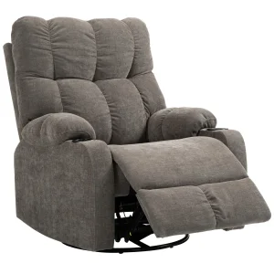 Relaxstoel Met Voetensteun, Moderne Loungestoel, Draaibaar, Tot 150 Kg, Stalen Frame, 88x96x108cm, Lichtbruin