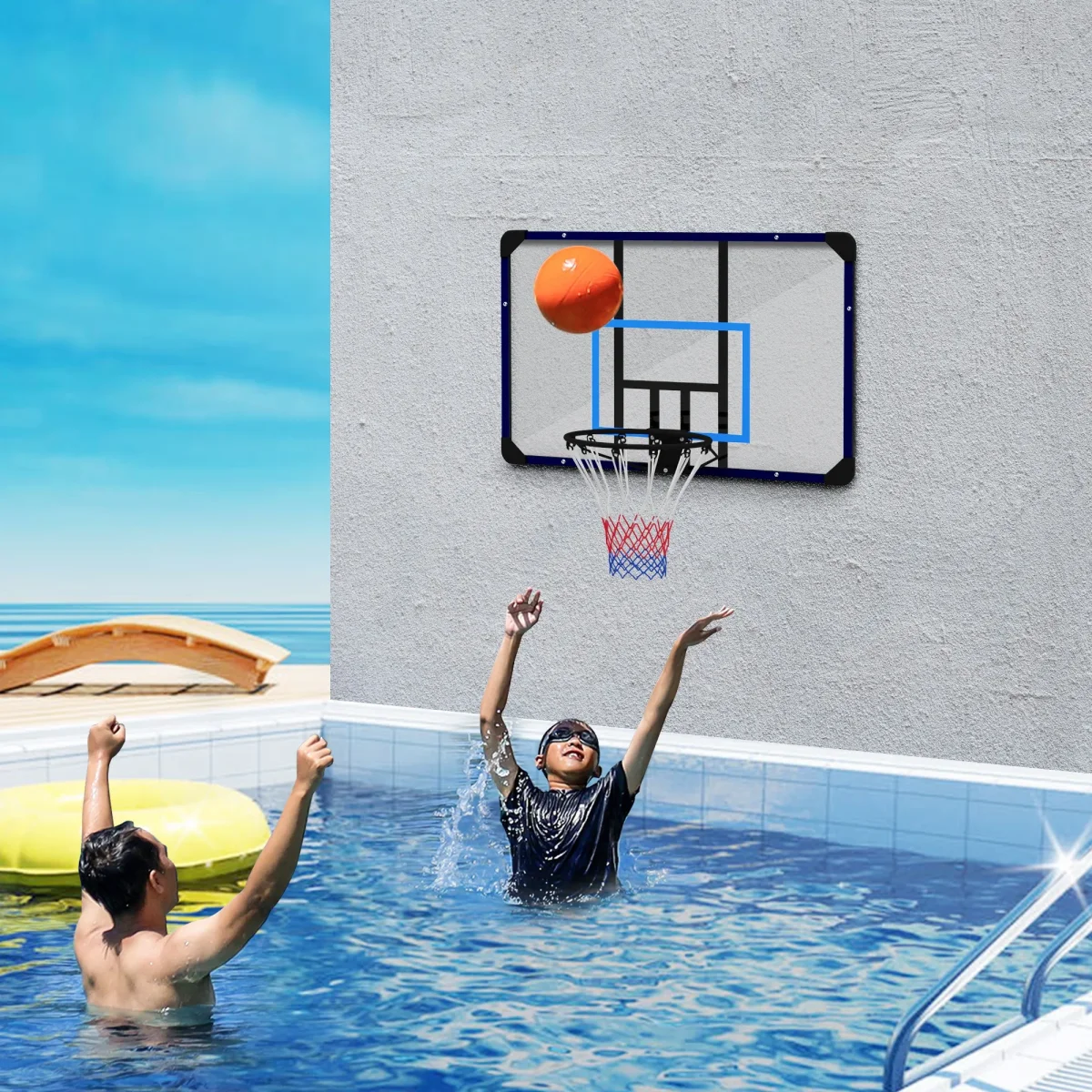 SPORTNOW Basketbalring Wandmontage Basketbalbord Met Ring En Net Voor Buiten, Staal, 113 X 61 X 73 Cm, Ideaal Voor Tuin & Speelplaats - Afbeelding 8
