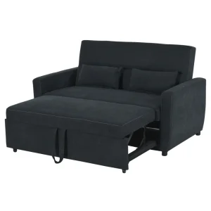 TRUUSK Slaapbank 2-zits – Vouwbaar – Met Slaapfunctie – Verstelbare Hoek – Zwart 148 x 82 x 89 cm