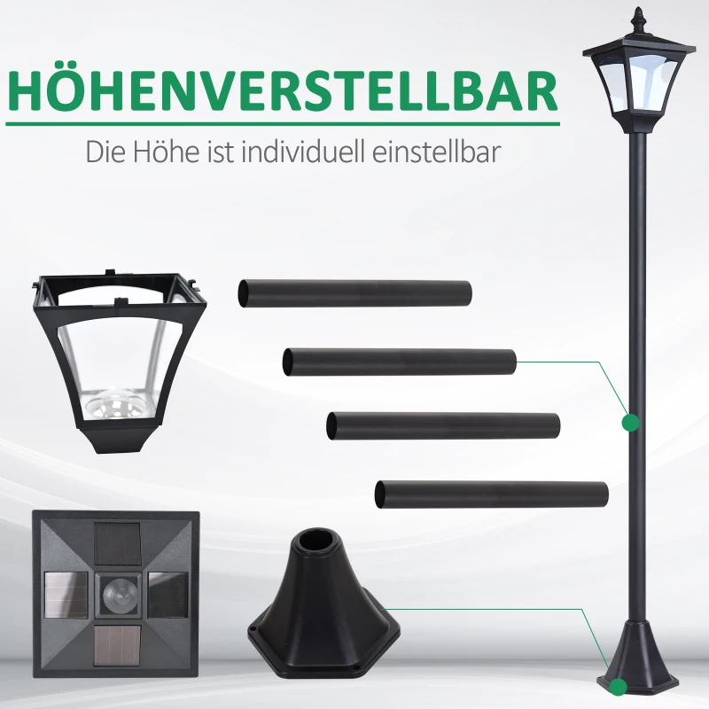 TRUUSK Solar Tuinlantaarn met LED – Wegverlichting 10 Lumen – Zwart – 15 x 15 x 120 cm – Sfeervolle Verlichting voor de Tuin - Afbeelding 5