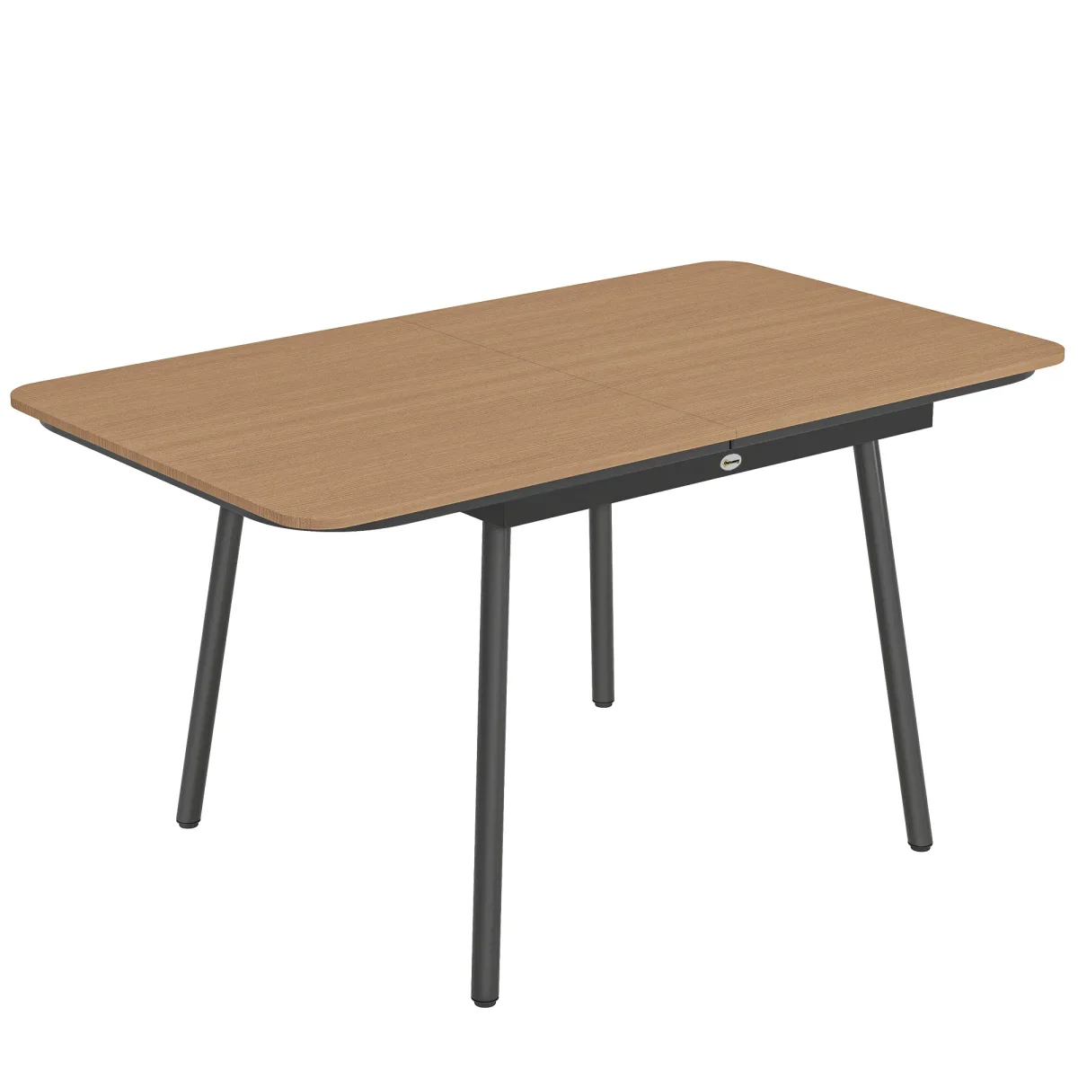 Tuintafel 140 X 80 Cm Voor 6 Personen Roestbestendig Buiteneettafel Met WPC-tafelblad Verstelbare Voeten, Teak