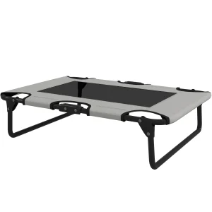 TRUUSK Verhoogd Opvouwbaar Hondenbed – Outdoor Ligstoel met Netontwerp – Ademend – Voor Kleine en Middelgrote Honden – Lichtgrijs
